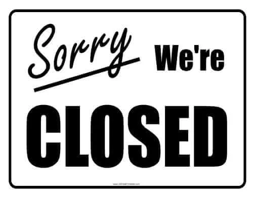 free printable closed sign
